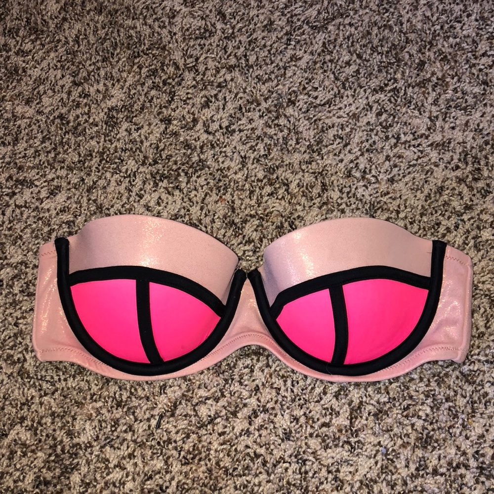 Colorblock 90s Victoria’s Secret VS Swim Top strapless 34C neon
